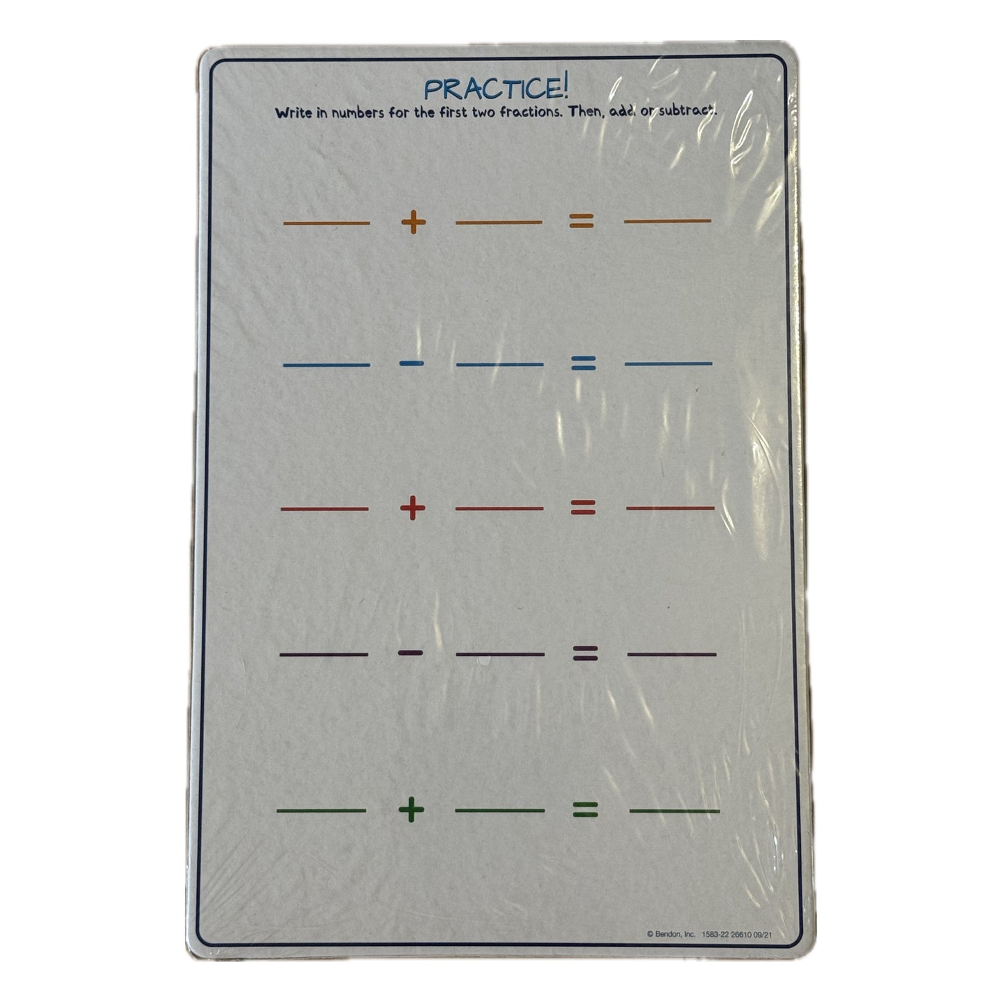 Bendon 2-Sided Dry-Erase Fraction Board