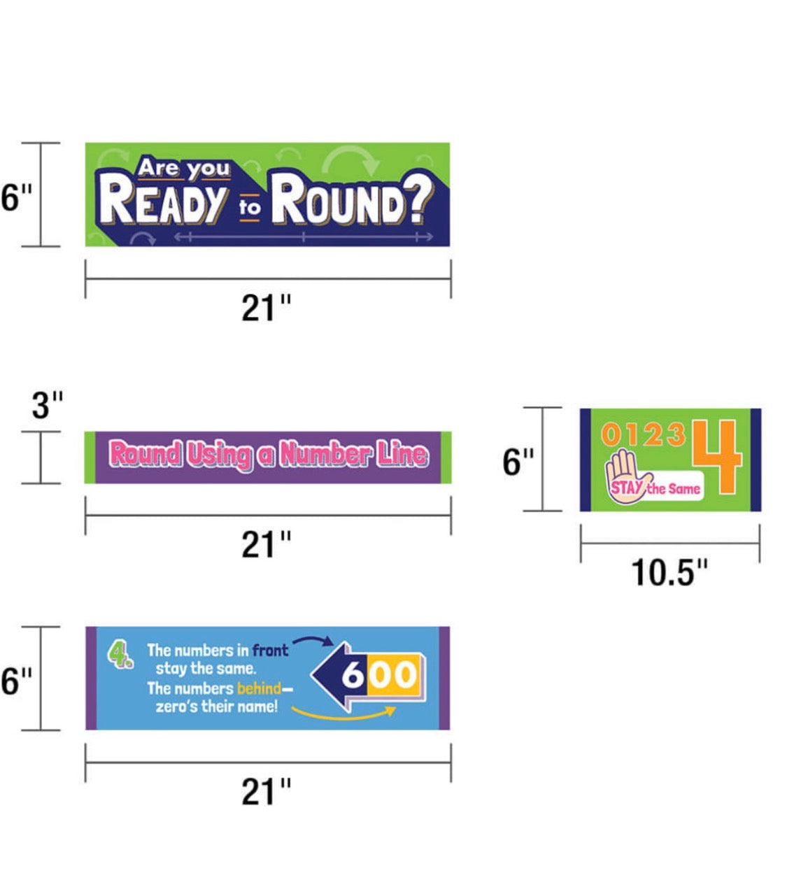 Rounding Numbers Mini Bulletin Board Set. 12 pieces.