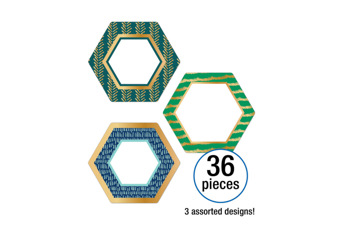 Hexagons with Gold Foil Cutouts