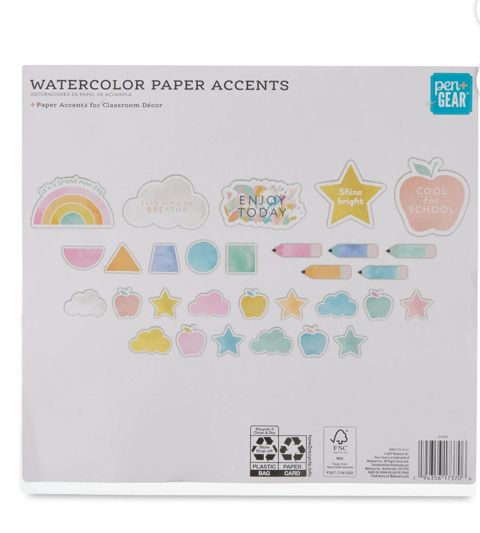 Pen+Gear Watercolor Paper Accents, 30-Pack