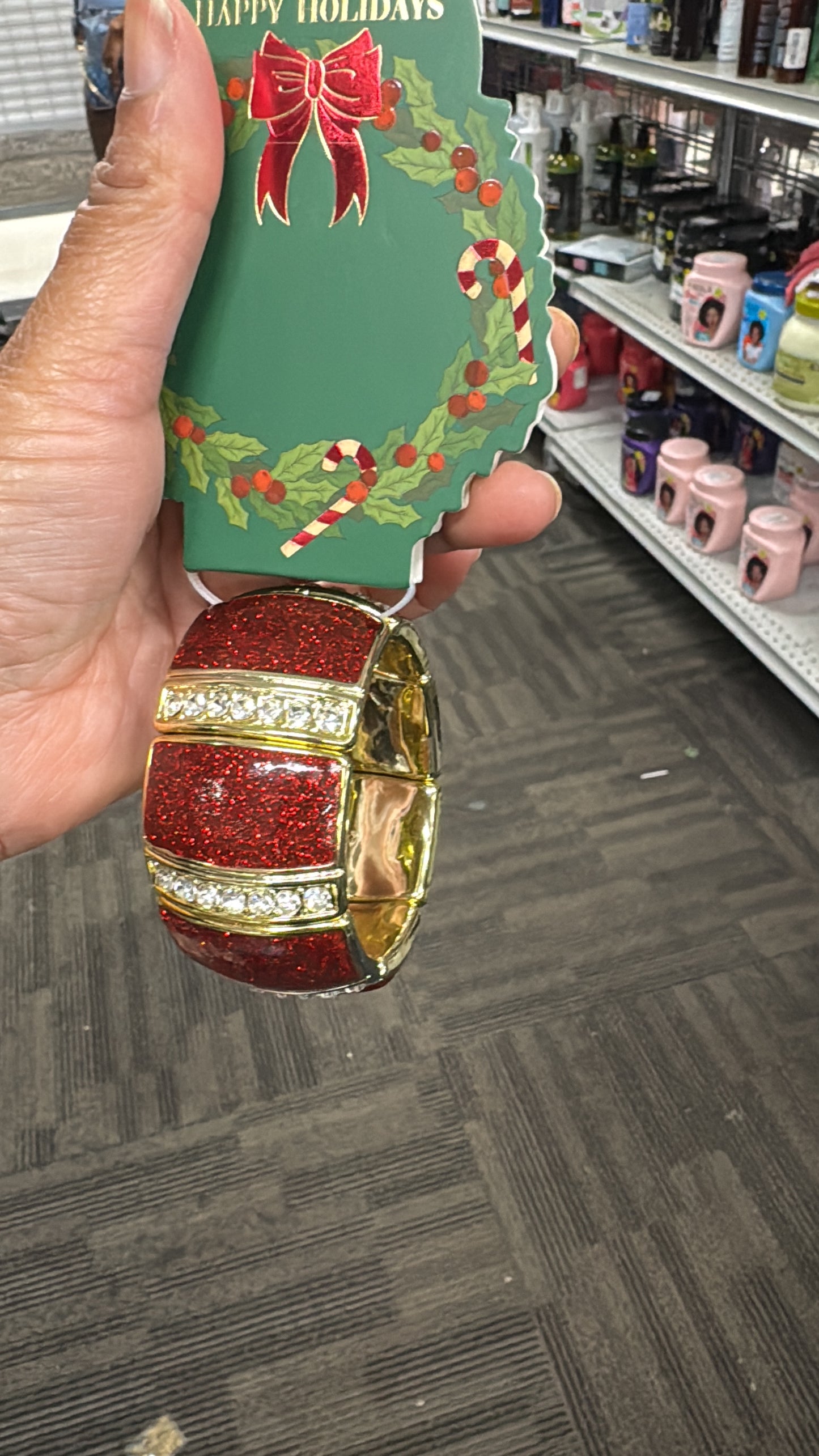 Red & Gold Broad Stretch Bracelet.