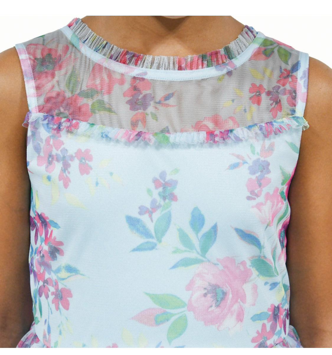 Zunie Girl Occasion Dress - Turquoise Mesh. Size M(7/8)