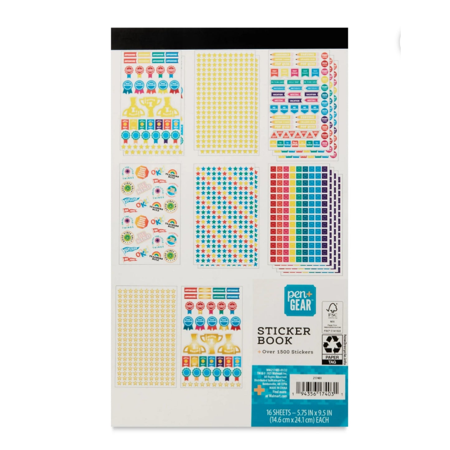 Pen+Gear Multi-Color Sticker Book. 1500+ Stickers.