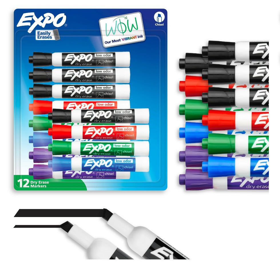 Expo Dry Erase Chisel Tip Markers. 12 Count