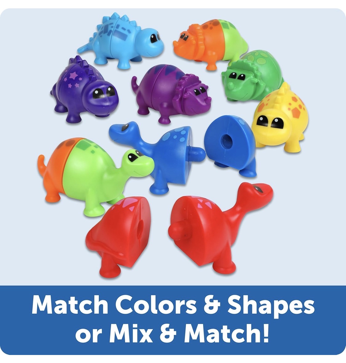 LR Snap-n-Learn Matching Dinos - Mini Plastic Figures. 18 pieces. 9 colors. 18m+