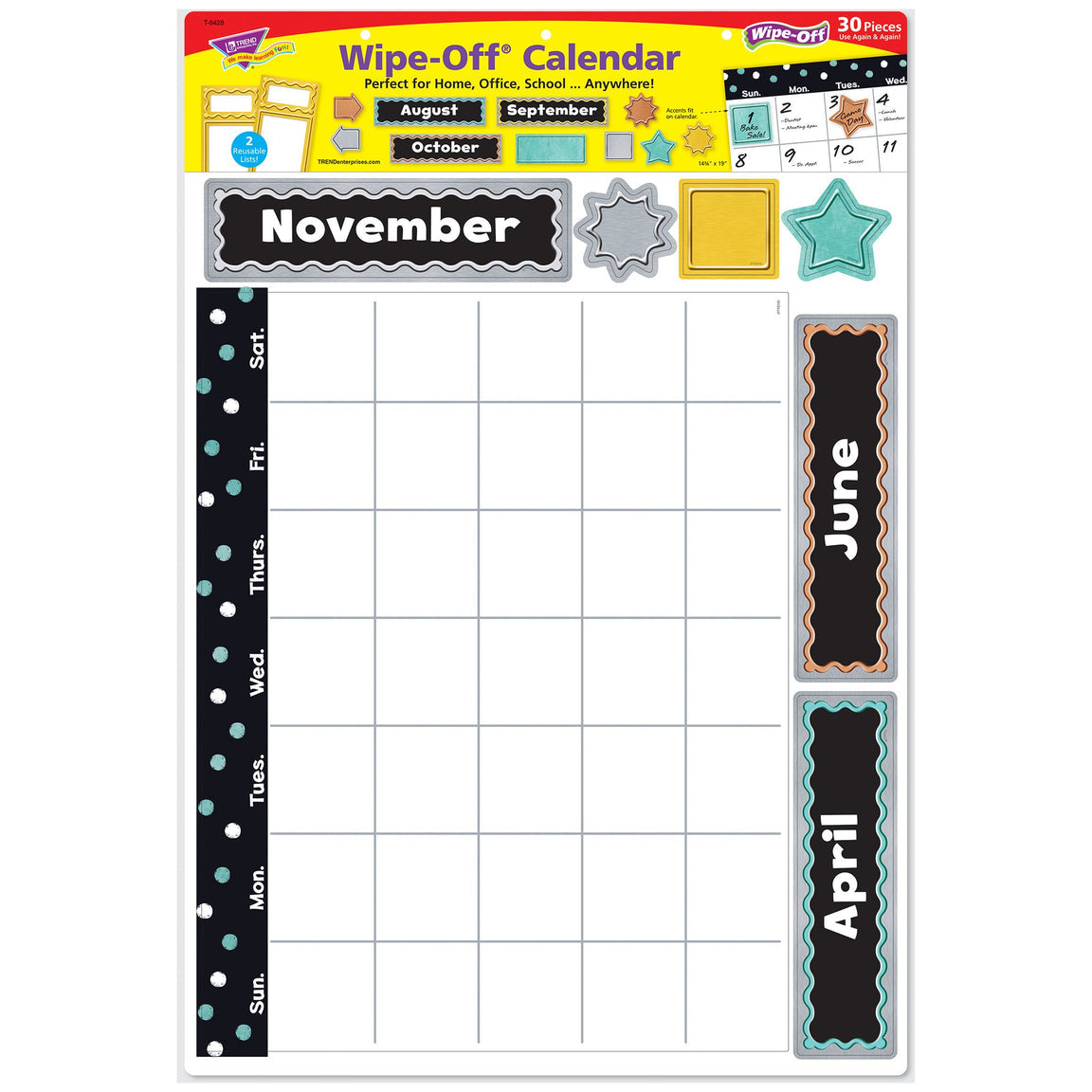 I ♥ Metal™ Wipe-Off Calendar Bulletin Board Set.