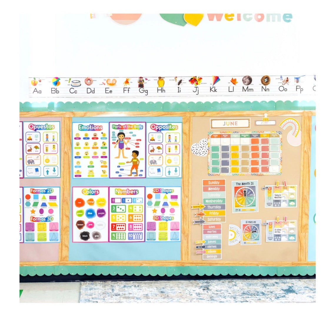 Photographic Alphabet, Numbers & CVC Word Family Bulletin Board Set. 33 pieces