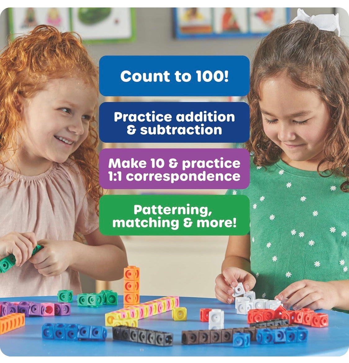 LR MathLink Cubes - Set of 100 Cubes. 5+