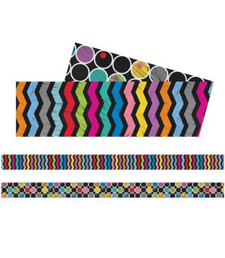 Colorful Chalkboard Two-sided Straight Borders