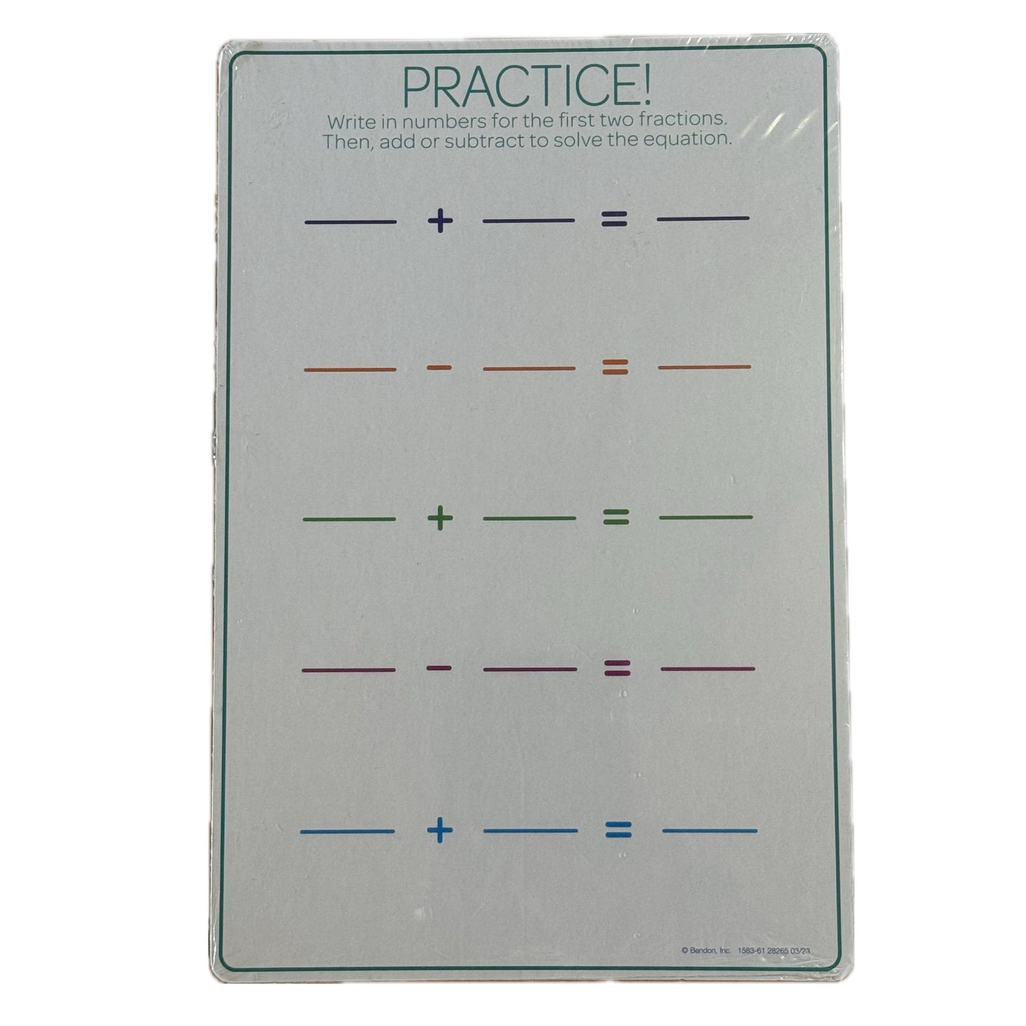 Bendon 2-Sided Dry-Erase Fraction Board