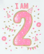 Toddler Girls Birthday Glitter I Am 2 Graphic Tee - White. 3T