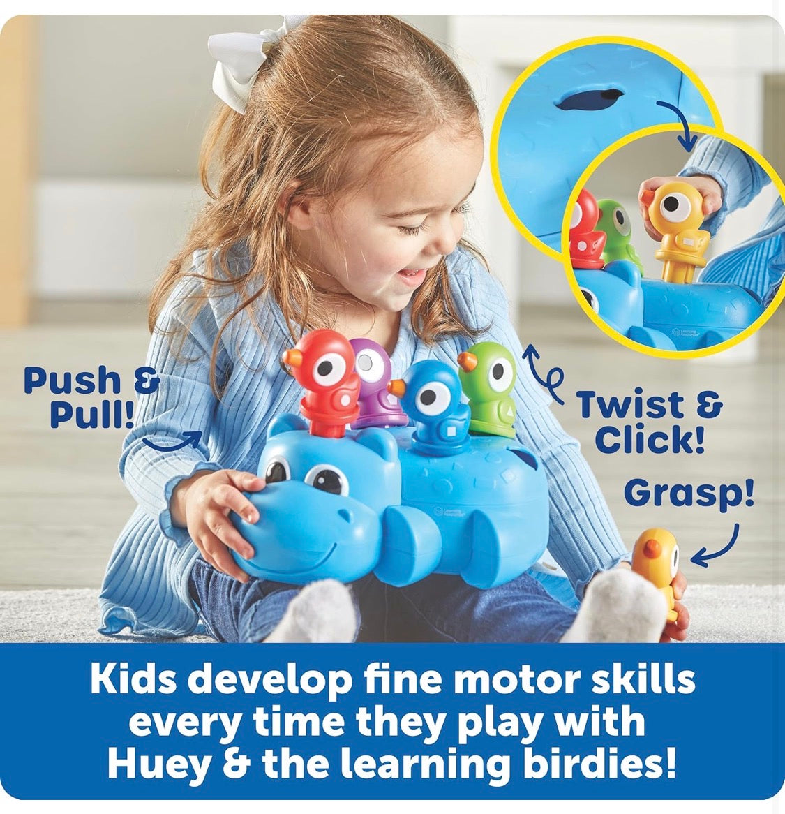 LR Huey The Fine Motor Hippo. 7 pieces. 18m+