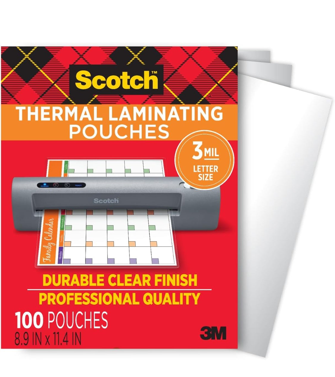 Scotch Thermal Laminating Pouches, Letter Size, 8.9” x 11.4” 100-Pack