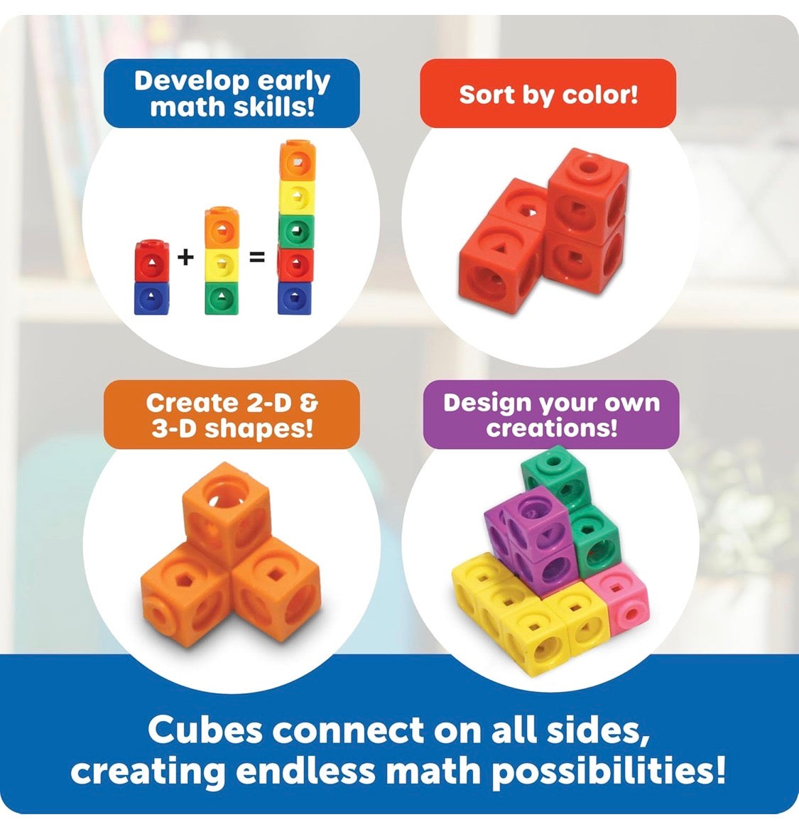 LR MathLink Cubes - Set of 100 Cubes. 5+
