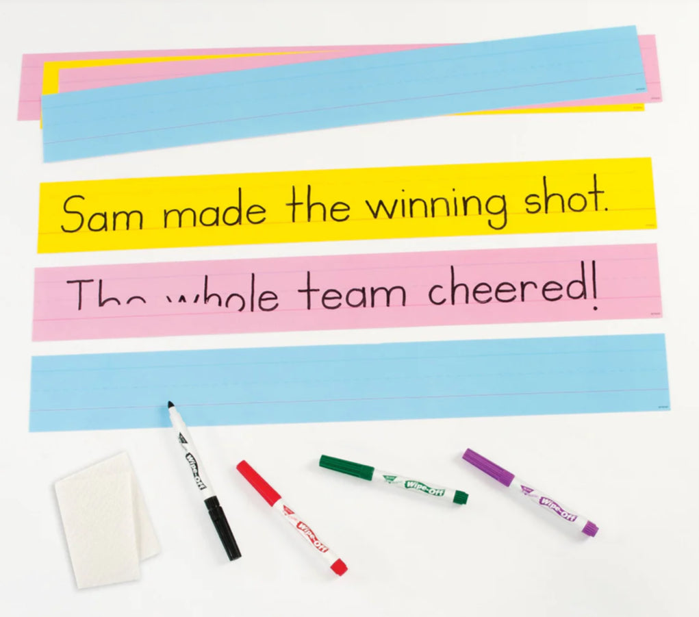 24-Inch Multicolor Wipe-Off Sentence Strips. 30 ct
