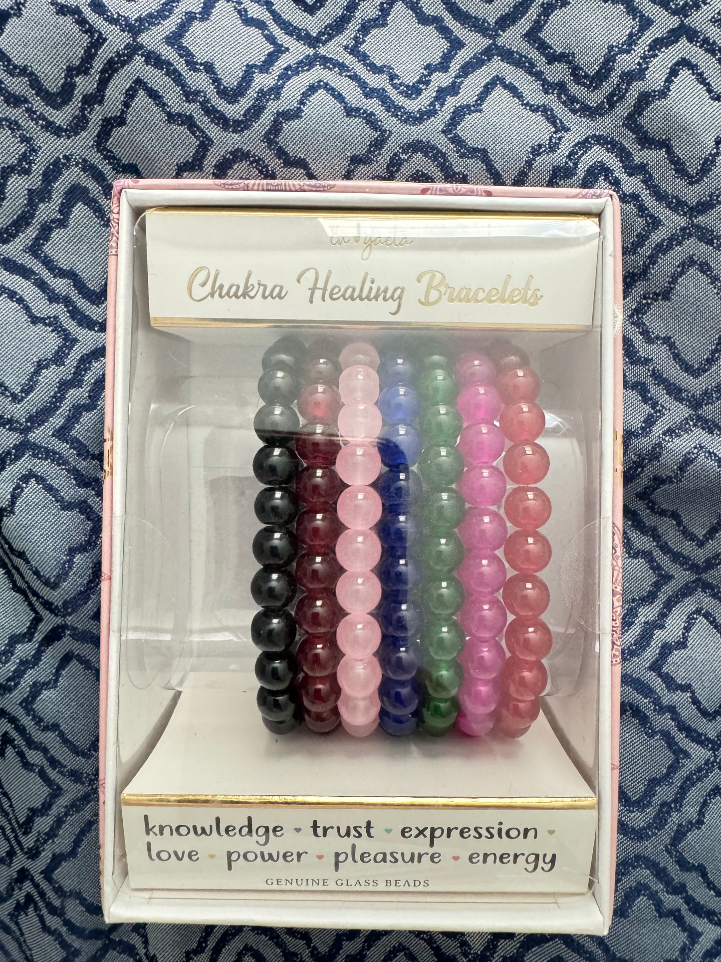 7-piece Chakra Healing Stretch Bracelets - knowledge • trust • expression • love- power• pleasure. energy