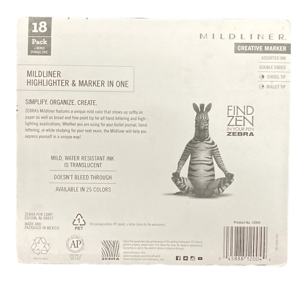 Mildliner Double Ended
Creative Markers. Assorted 18 pk.