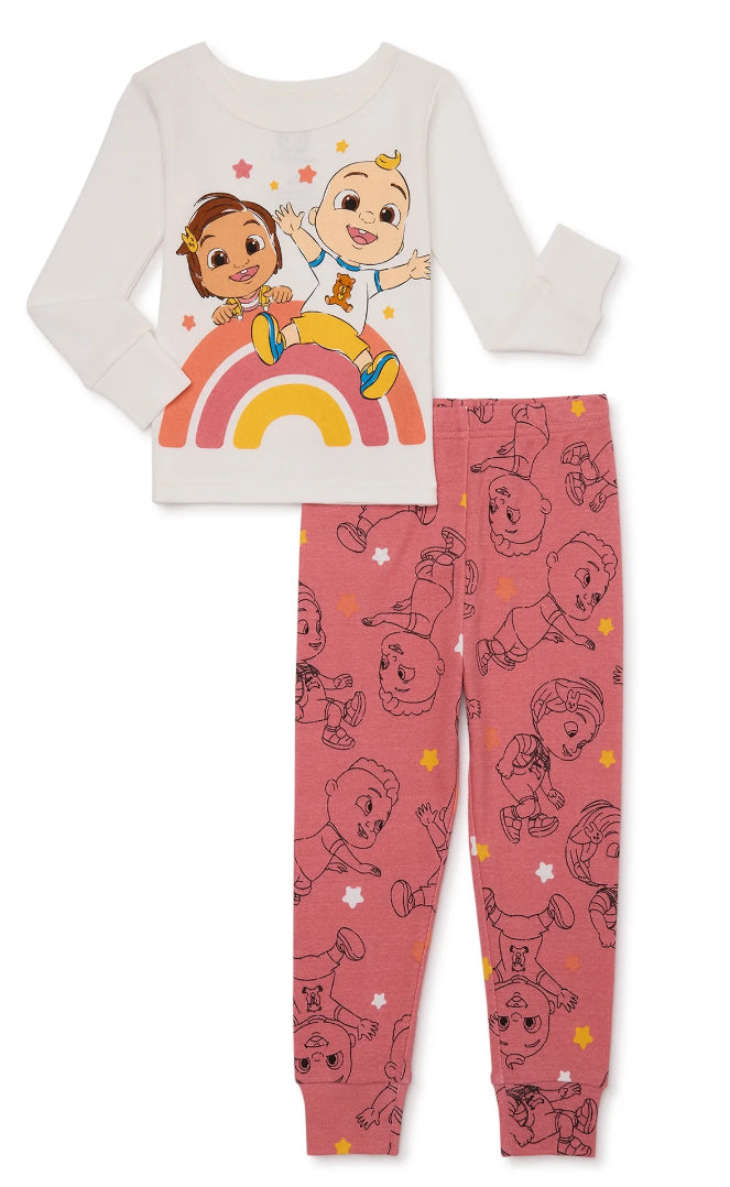 Cocomelon Character Toddler 2-Piece Long-Sleeve Snug-Fitting Pajama Set.