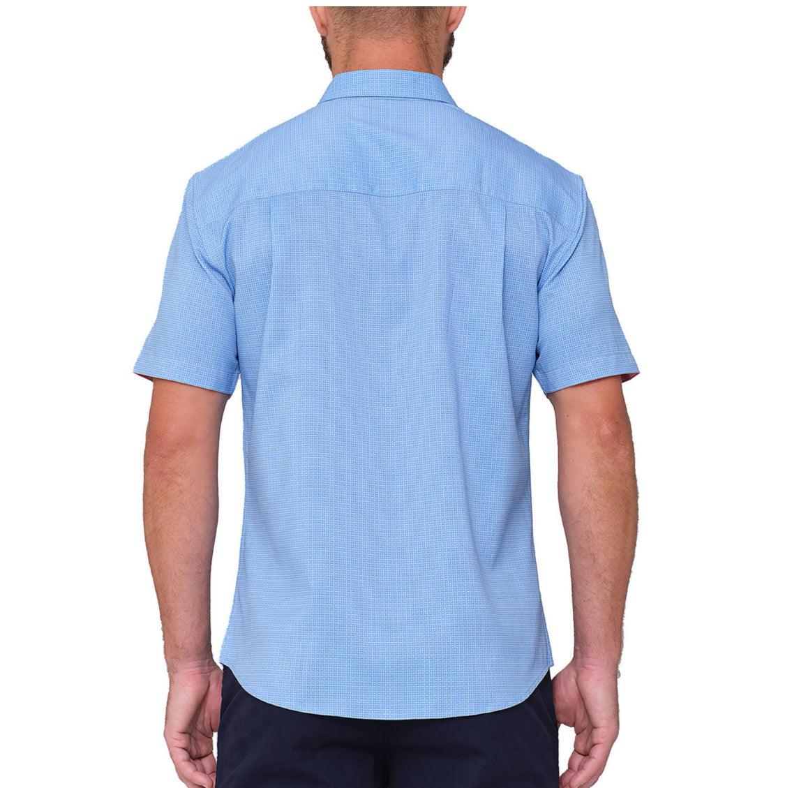 Performance Stretch Short Sleeve Woven Shirt - Blue. Size: XL