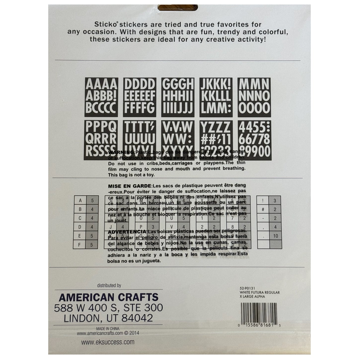 Alphabet Stickers XL. 145 stickers.