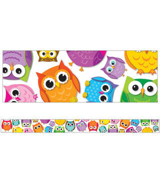 Colorful Owls Straight Borders