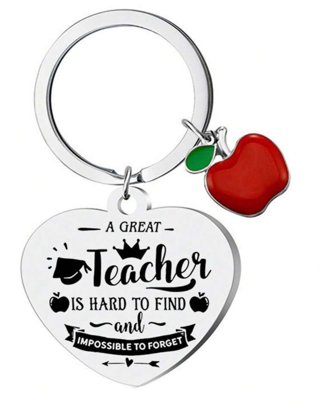 A Great Teacher Is Hard to Find and Impossible to Forget - Apple Teacher Keychain