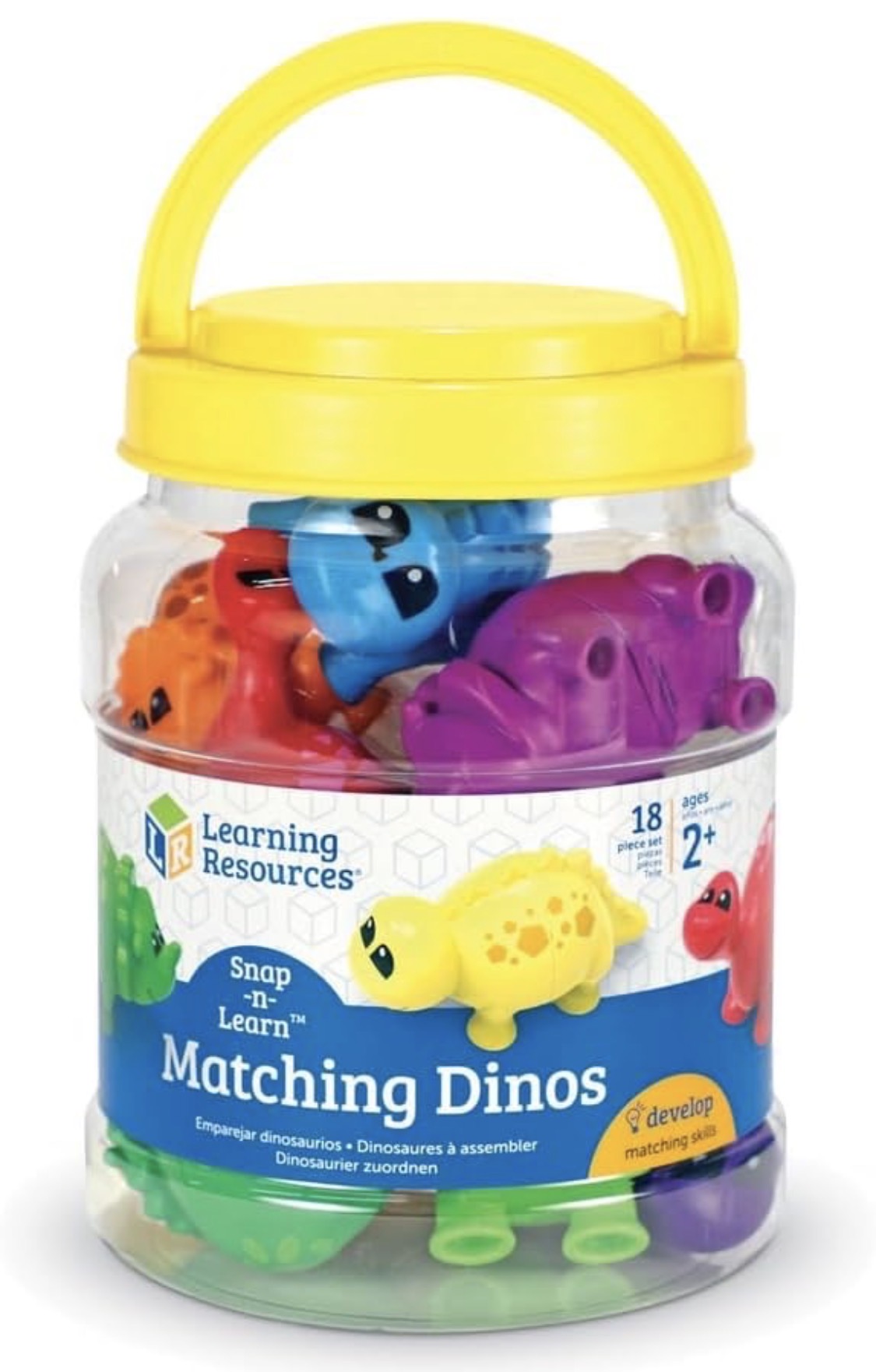 LR Snap-n-Learn Matching Dinos - Mini Plastic Figures. 18 pieces. 9 colors. 18m+
