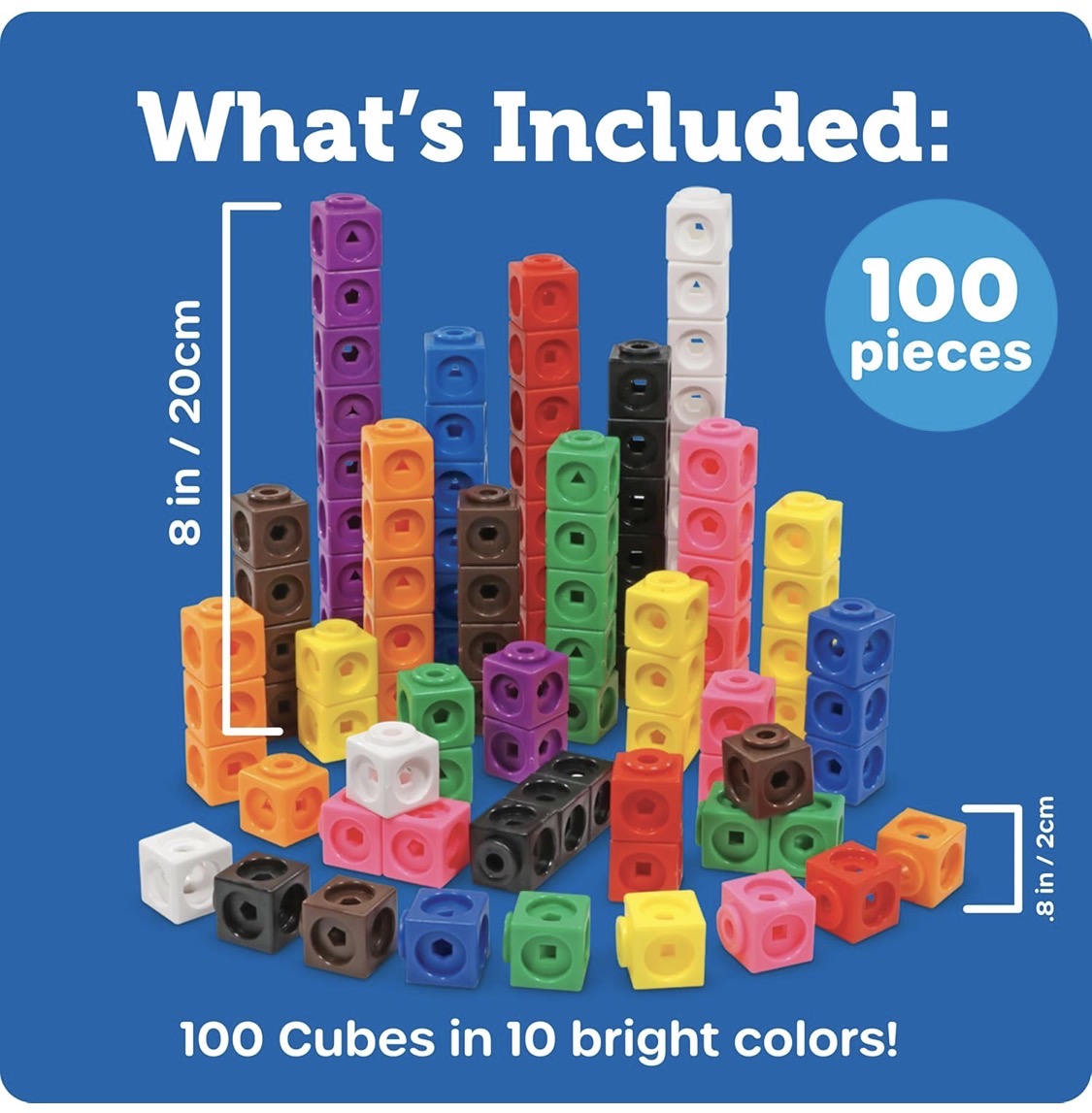LR MathLink Cubes - Set of 100 Cubes. 5+