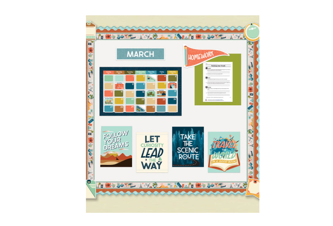 Let's Explore Calendar Bulletin Board Set