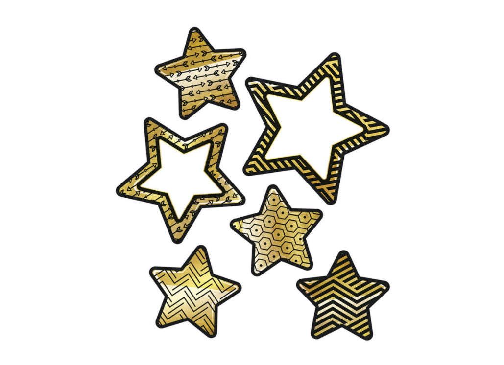 Black and Gold Stars Cutouts. 39 ct