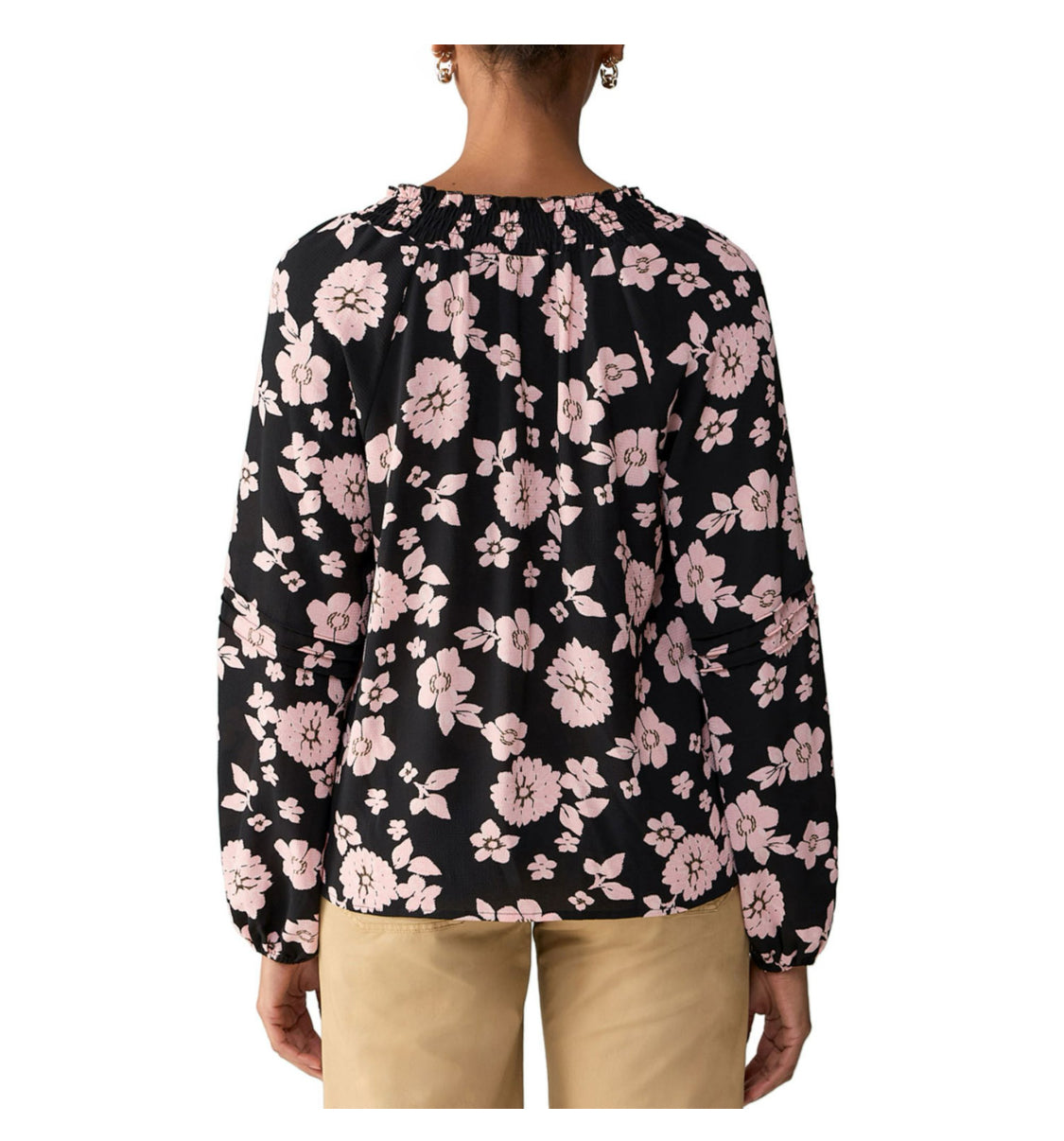 Women Long Sleeve Peasant Top - Sweet Floral. Size: Medium