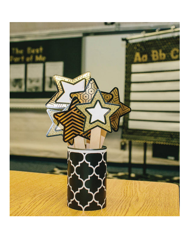 Black and Gold Stars Cutouts. 39 ct