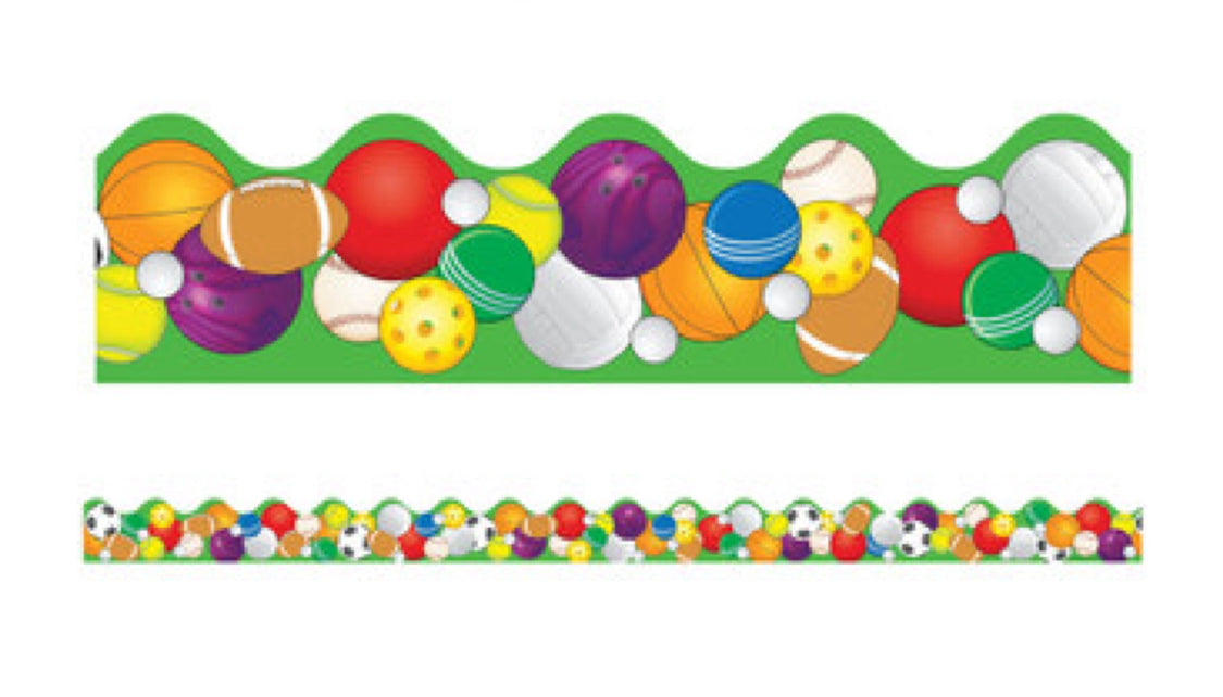 Sports Balls Scalloped Borders