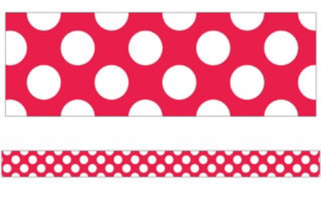 Red with Polka Dots Straight Border.