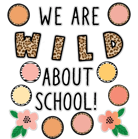 We Are Wild about School Bulletin Board Set. 99 pieces