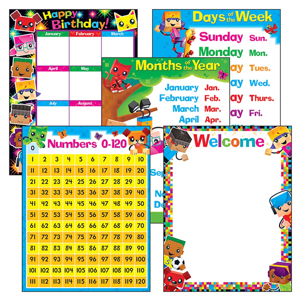 BlockStars! Classroom Basics Learning Charts Combo Pack Set of 5