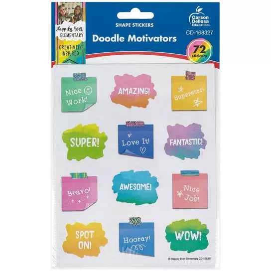 Shape Stickers Doodle Motivators. 72 ct