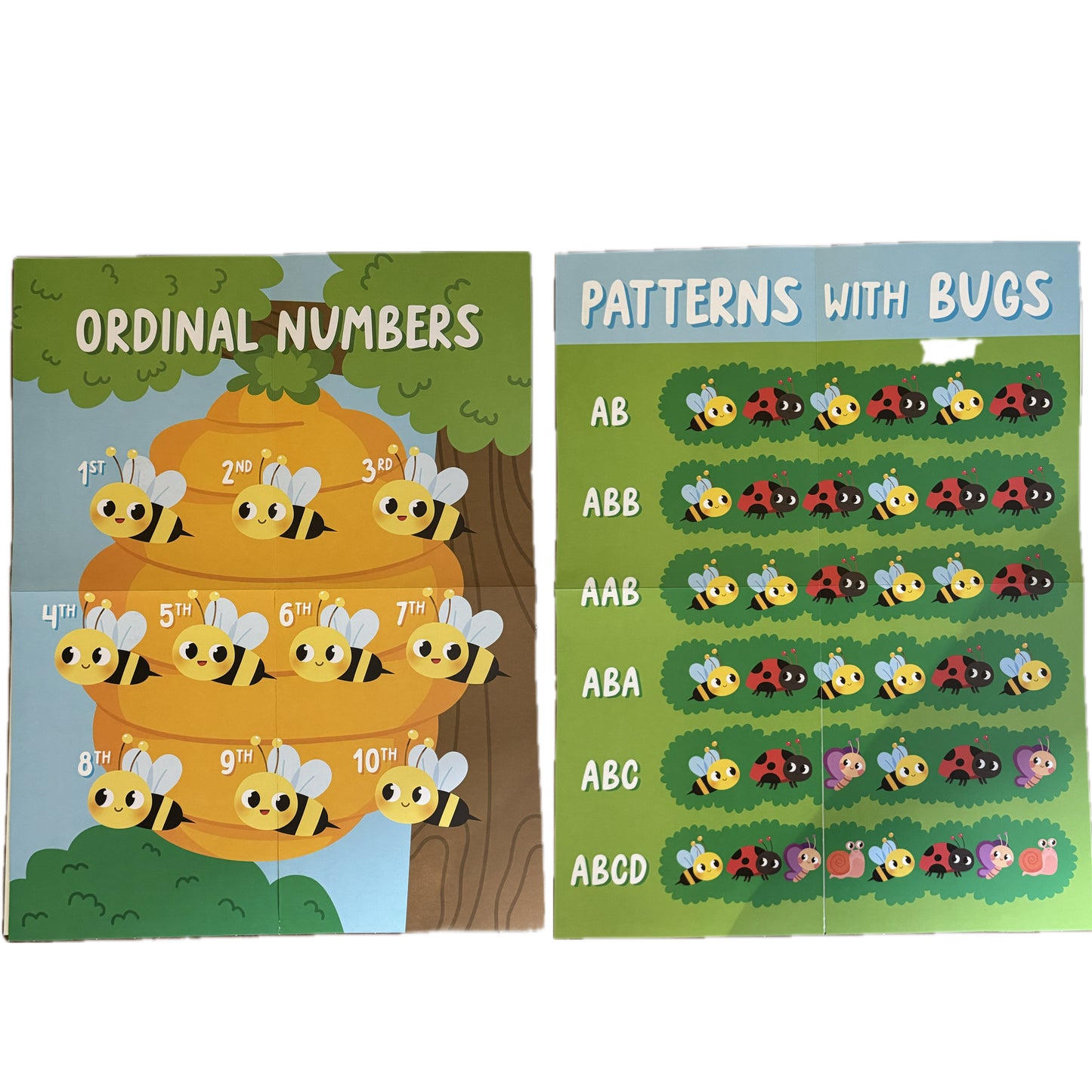 Ordinal Numbers & Patterns Educational Charts. 2 pieces