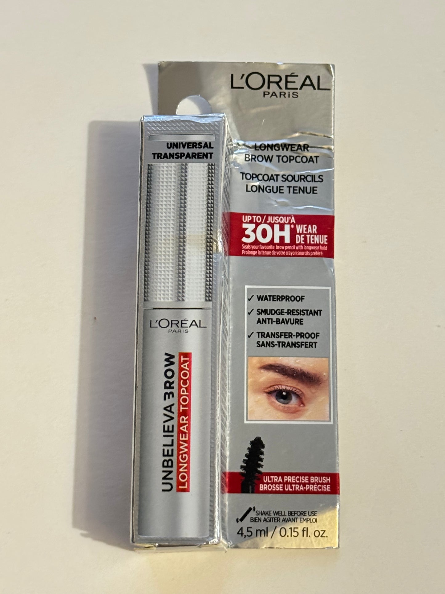 L'Oreal Unbelieva Brow Longwear Top Coat Gel 4.5ml - Universal Transparent