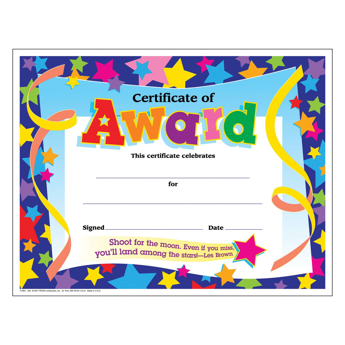 Certificate of Award Colorful Classics Certificates. 30 ct