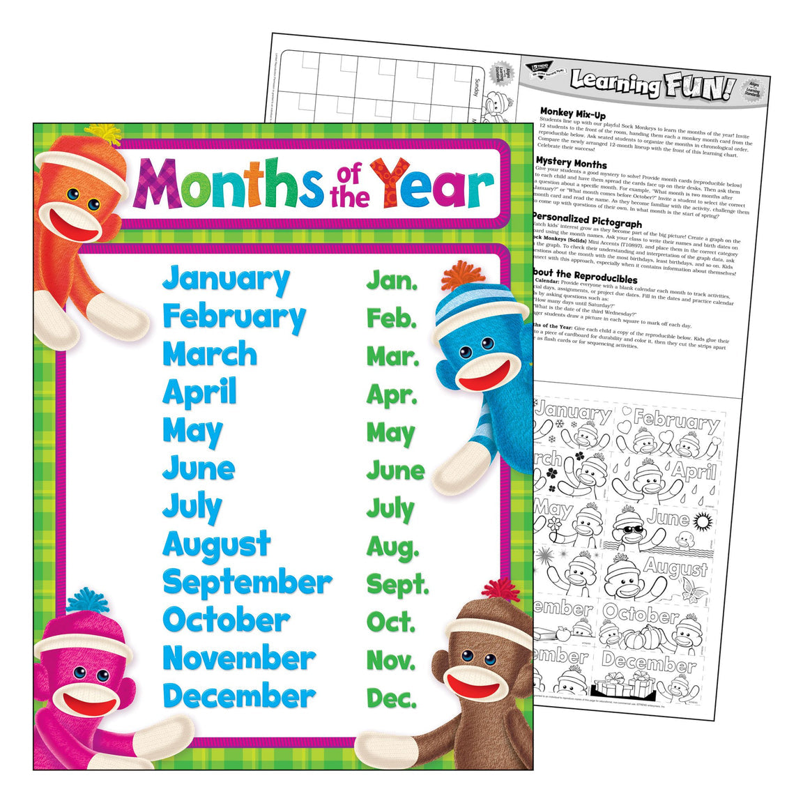 Sock Monkeys Months of the Year Chart