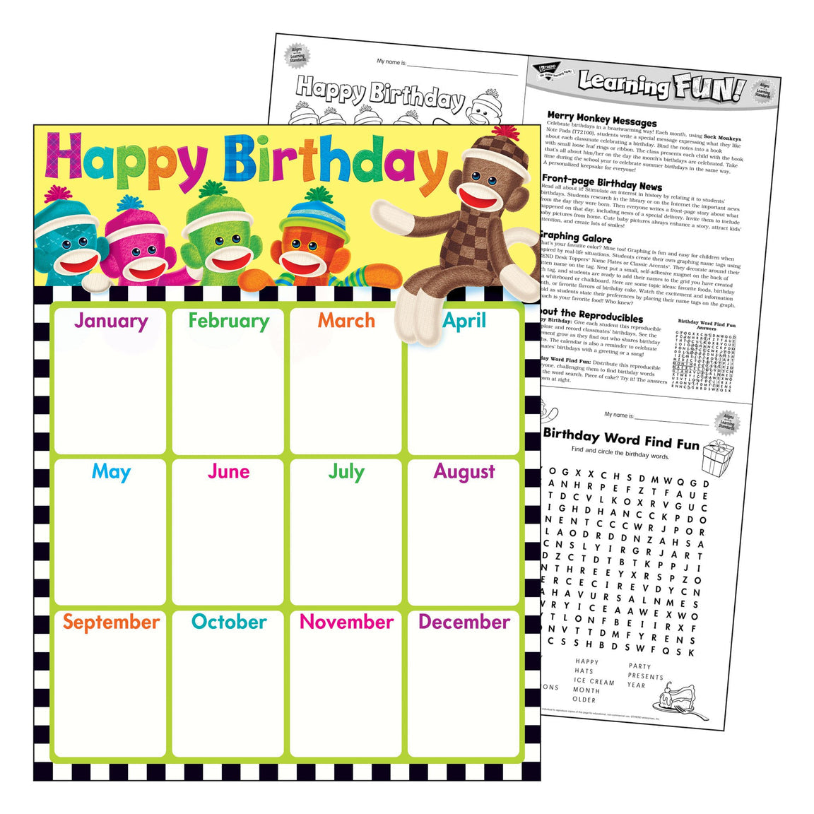 Sock Monkeys Birthday Chart