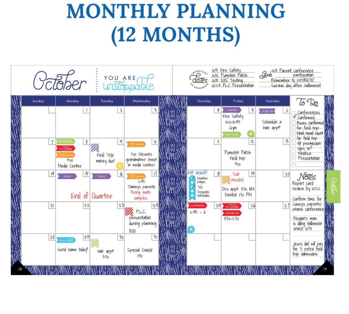 Plan on a Brilliant Year Teacher Planner. 128 pages. 46 stickers. 10.9” x 8.4”