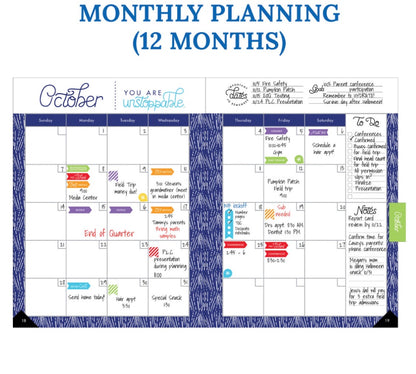 Plan on a Brilliant Year Teacher Planner. 128 pages. 46 stickers. 10.9” x 8.4”