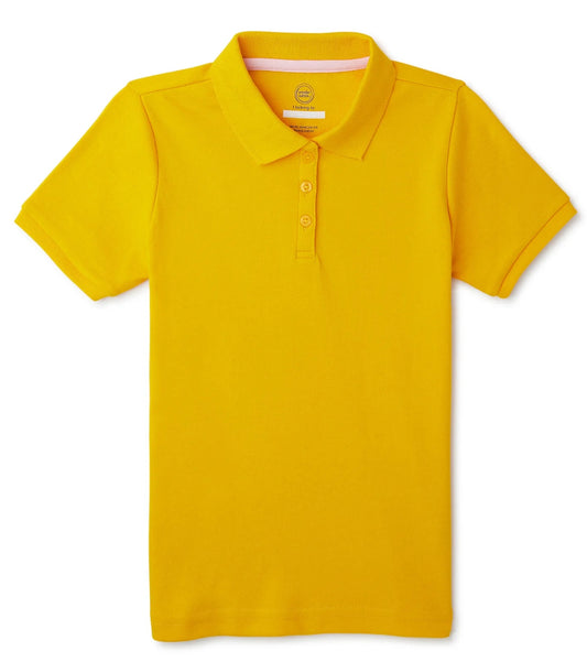 Wonder Nation Girls Polo Shirt with Short Sleeves. Yellow.