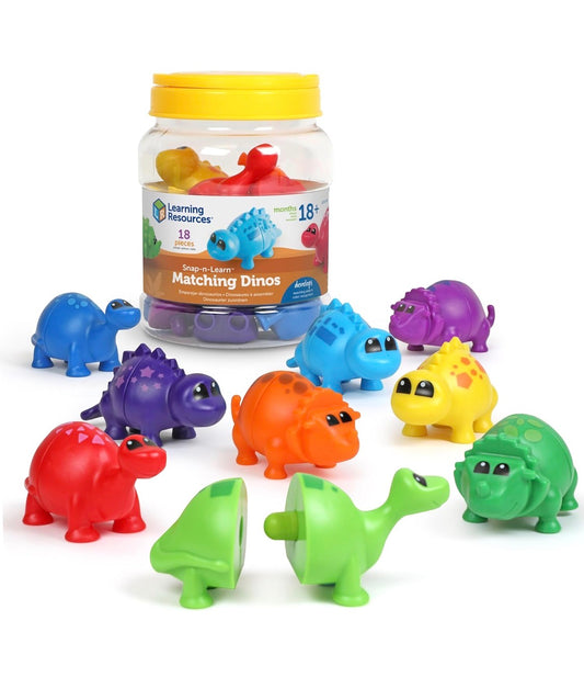 LR Snap-n-Learn Matching Dinos - Mini Plastic Figures.  18 pieces.  9 colors.  18m+