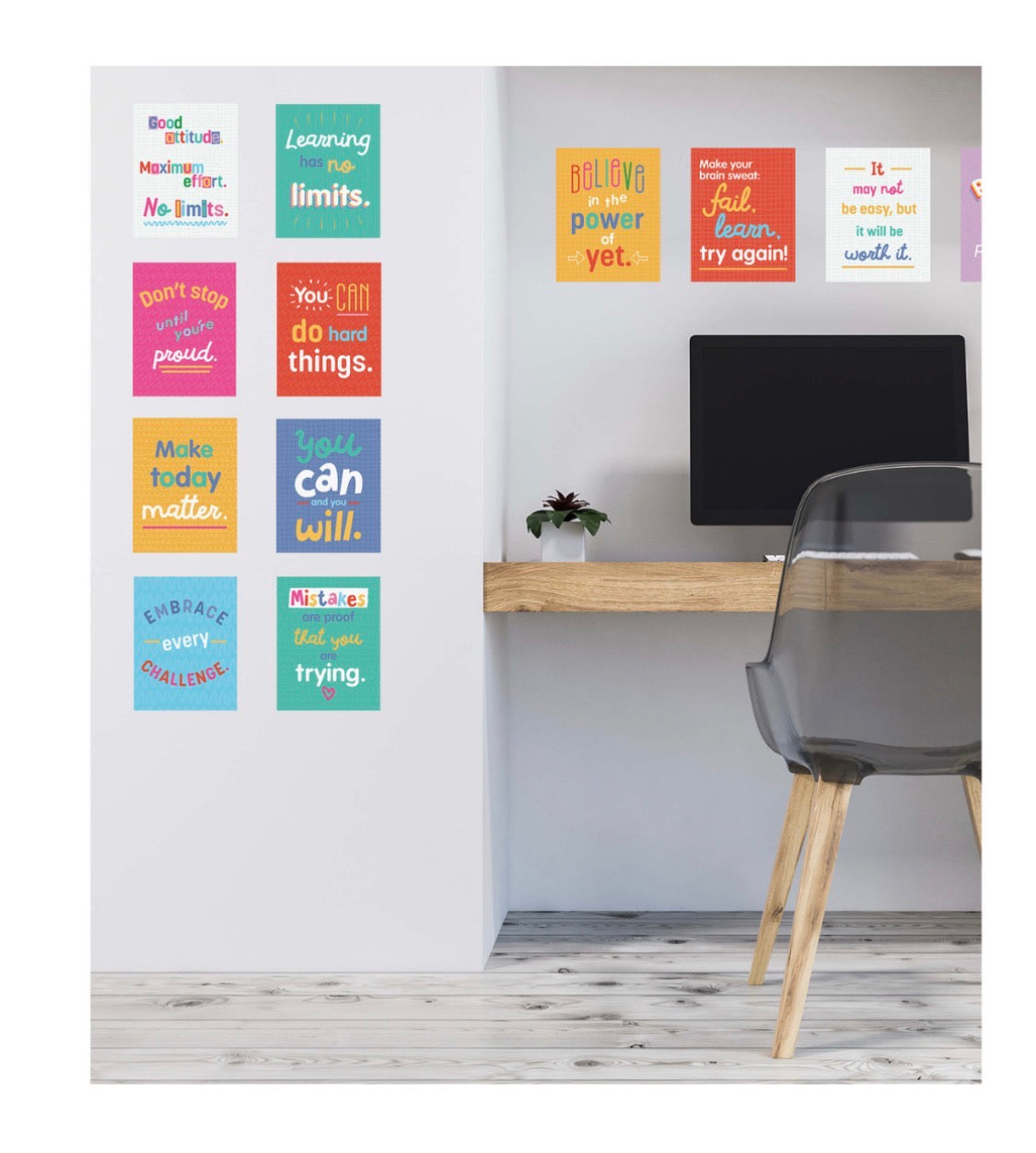 Growth Mindset Quotes Mini Poster Set. 12 pieces. 8.5” x 11”