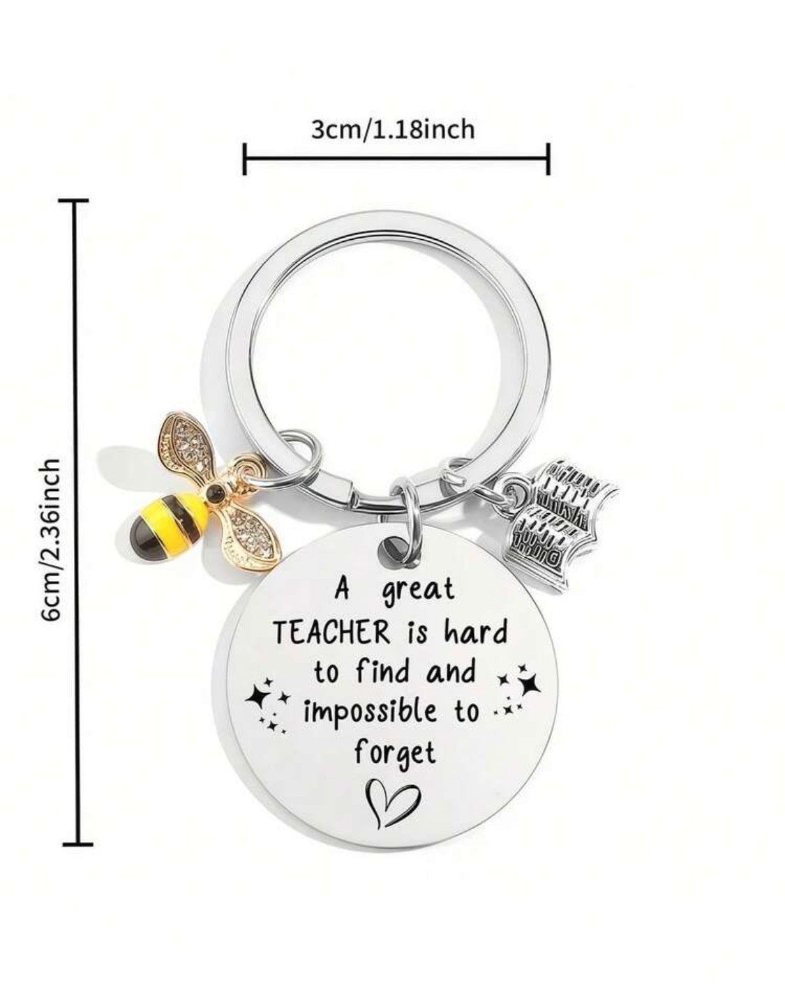 Teacher Appreciation Keychain – Bee Charm Gift