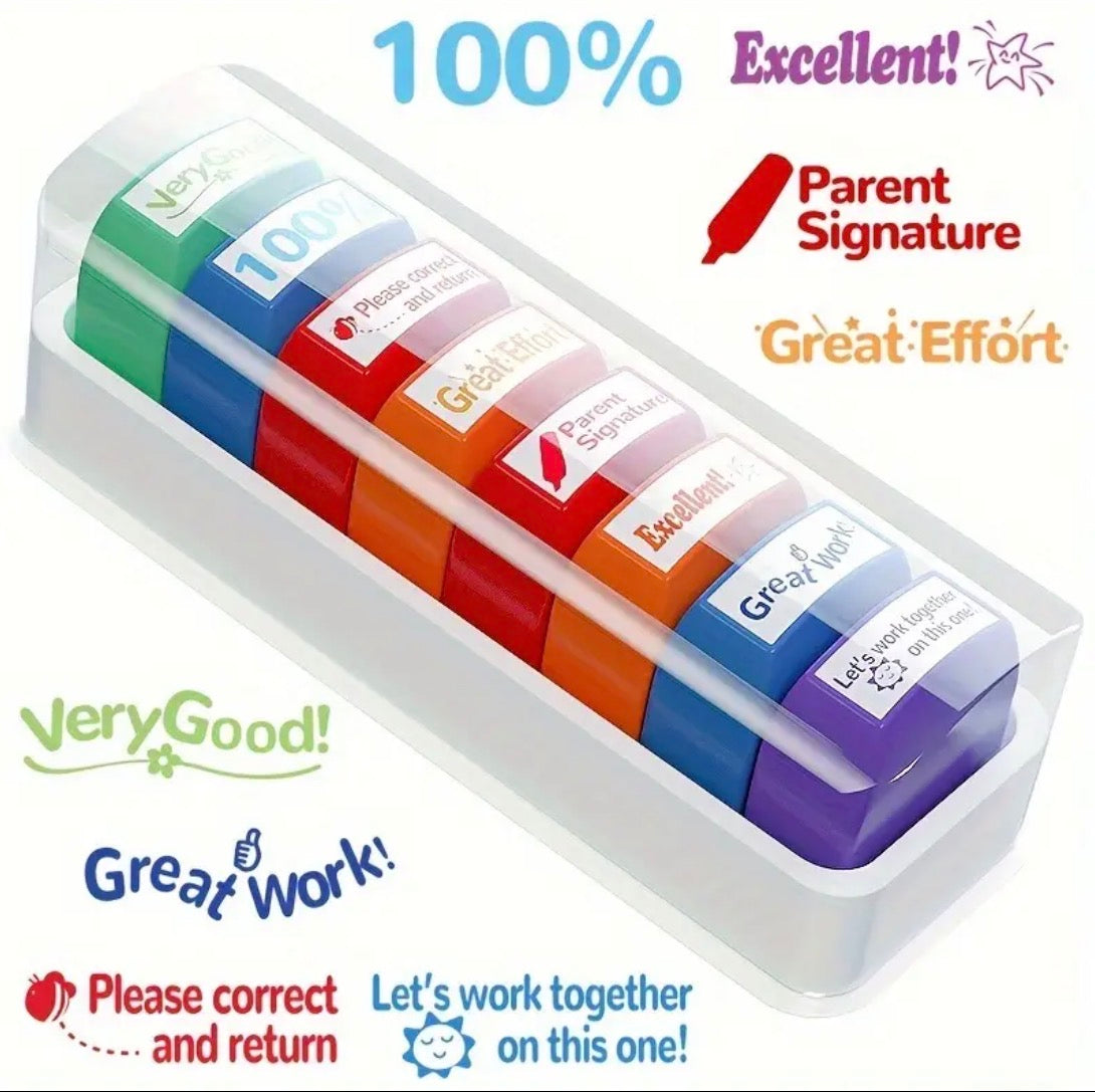 Teachers 8-piece Self-Inking Stamps.