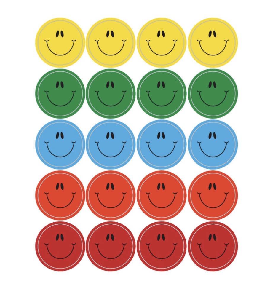 Smiley Faces, Multicolor Shape Stickers. 120 ct.